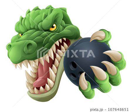 Crocodile Dinosaur Alligator Bowling Sports Mascot 107648651