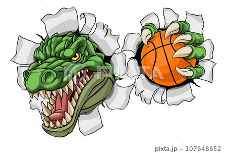 Crocodile Dinosaur Alligator Basketball Mascot 107648652