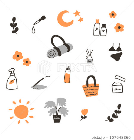 ヨガ関連アイコン ヨガ関連アイコン 107648860