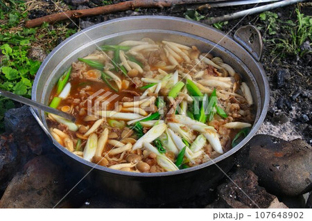 山形の秋を河原で味わう郷土の味… 芋煮 山形の秋を河原で味わう郷土の味… 芋煮 107648902