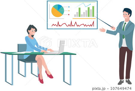 Office workers. Vector illustration. Office workers strive for continuous improvement and growth Office work involves multitasking and handling multiple responsibilities A worker employee seeks 107649474