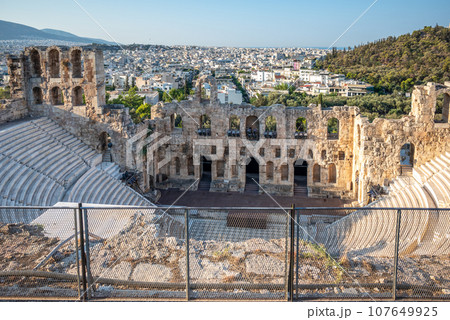 Odeon of Herodes Atticus Roman theatre on the slope of the Acropolis of Athens Greece 107649925