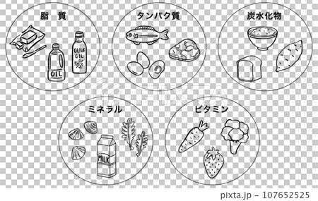 Five major nutrients food 1 color Five major nutrients food 1 color 107652525