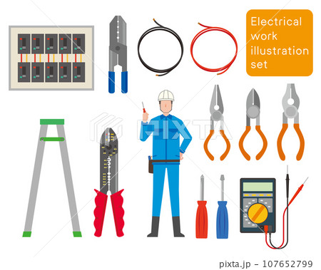 電気工事イラストセット 電気工事イラストセット 107652799