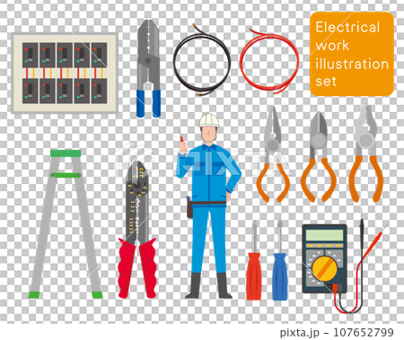 電気工事イラストセット 電気工事イラストセット 107652799