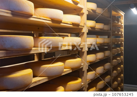 北海道美瑛町　チーズ工房のチーズ貯蔵庫 107653245