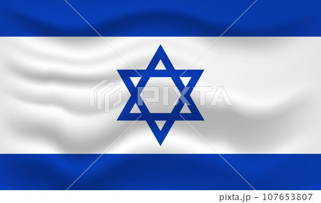 Israel Flag Flying. Waving Israeli national flag. Vector Illustration. 107653807
