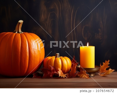 Sinister pumpkin as Halloween symbols tabletop home holiday decor. AI Sinister pumpkin as Halloween symbols tabletop home holiday decor. AI 107654672