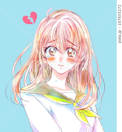 セーラー服の女子学生　失恋　涙　バストアップ 107655272