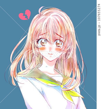 セーラー服の女子学生　失恋　涙　バストアップ 107655274