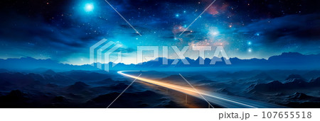 highway winding through space, connecting distant star systems and serving as a cosmic trade route. 107655518