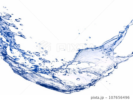 抽象的な青い水しぶきと白背景 107656496