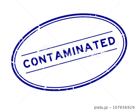 Grunge blue contaminated word rubber seal stamp on white background 107656929