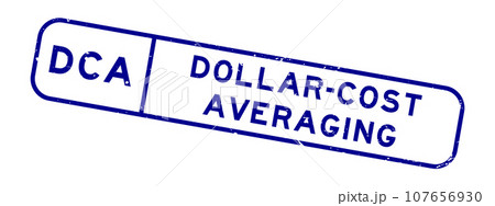 Grunge blue DCA dollar-cost averaging word square rubber seal stamp on white background 107656930