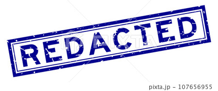 Grunge blue redacted word square rubber seal stamp on white background 107656955
