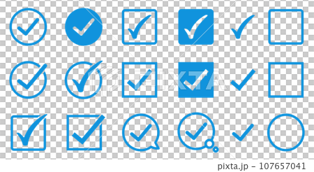 淺藍色線複選標記圖示集 淺藍色線複選標記圖示集 107657041