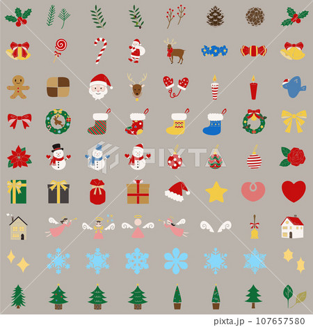 クリスマスの装飾素材セット、ベクター クリスマスの装飾素材セット、ベクター 107657580