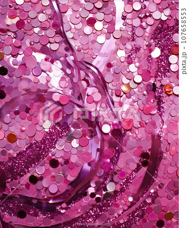 pink glitter wallpaper with lots of different shapes and sizes, including the number one on the right hand side 107658553