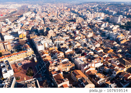 Bird's eye view of Spanish city Granollers Bird's eye view of Spanish city Granollers 107659514