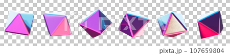 A set of futuristic octahedrons in neon colors A set of futuristic octahedrons in neon colors 107659804