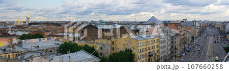 top view of Ligovsky Prospekt and Vladimir church in the historical center of St. Petersburg top view of Ligovsky Prospekt and Vladimir church in the historical center of St. Petersburg 107660258