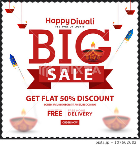 Happy Diwali festival celebration big sale banner design to attract people. 107662682