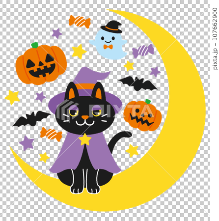 ハロウィン黒猫 ジト目 セットのイラスト素材 [107662900] - PIXTA