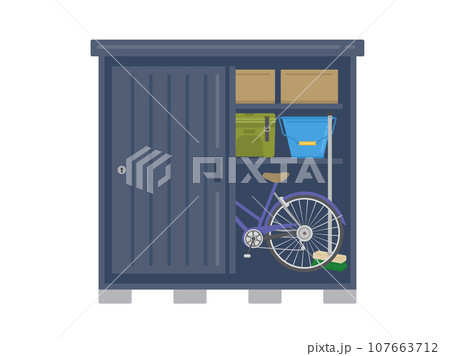 ドアを開けた、家庭用倉庫のイラスト ドアを開けた、家庭用倉庫のイラスト 107663712