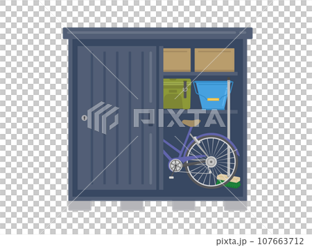 ドアを開けた、家庭用倉庫のイラスト ドアを開けた、家庭用倉庫のイラスト 107663712