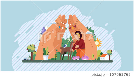 Wellbeing metaphor. Vector illustration. Wellbeing at work, fuel that drives productivity Support of professional growth, stepping stones to success Support insurance, safety net in professional life 107663763