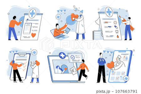 Insurance for car, property, travel, accident, life, medical. Assurance protection covers everything from health personal belongings Insurance concept now includes options for freelancers 107663791