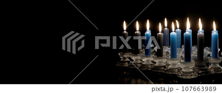 Hanukkah is a Jewish holiday, family religious traditional symbol of Judaism. 107663989