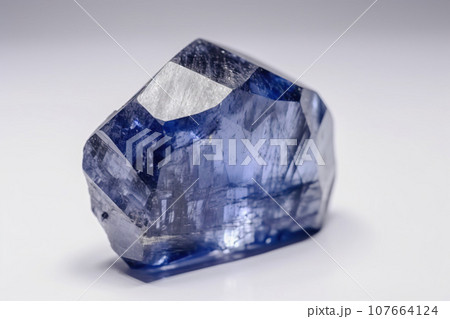 Benitoite is a rare precious natural stone on a white background. AI generated. Header banner mockup with space. 107664124