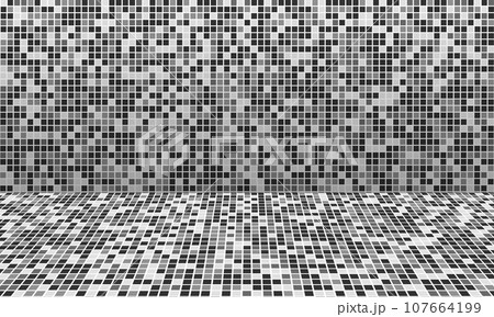 Mosaic grey tone wall and floor room blank space background Mosaic grey tone wall and floor room blank space background 107664199