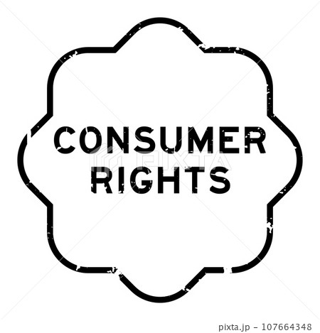 Grunge black consumer rights word rubber seal stamp on white background 107664348
