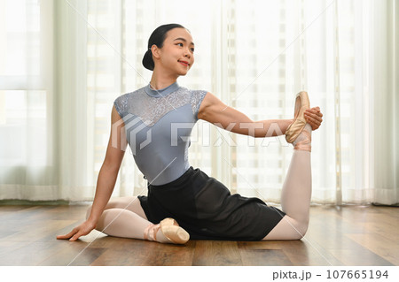 Gorgeous female ballerinas practicing in dance studio. Classical dance, choreography and art concept 107665194