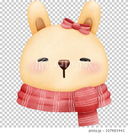 Isolated cute girly rabbit wear red scarf in winter 107665441