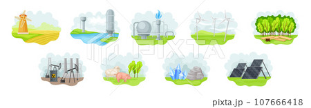 Natural Resources of Land and Earth Vector Set 107666418