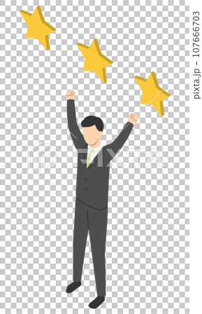 三つ星と喜ぶビジネスマン・アイソメトリック 107666703