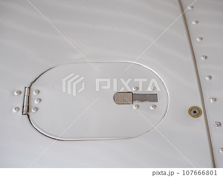 Detail of smalll airplane body. Ultralight plane or drone, 107666801