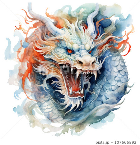 watercolor drawing of a Chinese dragon. Chinese New Year, Year of the Dragon. watercolor drawing of a Chinese dragon. Chinese New Year, Year of the Dragon. 107666892
