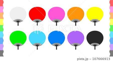 カラフルな10色の推し色のうちわのセット - 推し活や応援グッズのイメージ素材のイラスト素材 [107666913] - PIXTA