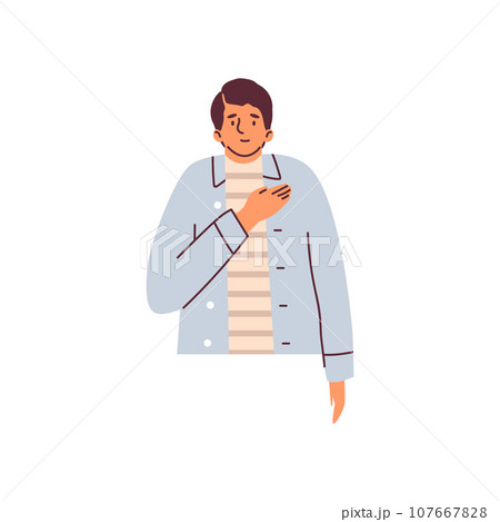 Man shows please deaf sign language, articulated gesture for conversation deafness people, vector social communication 107667828