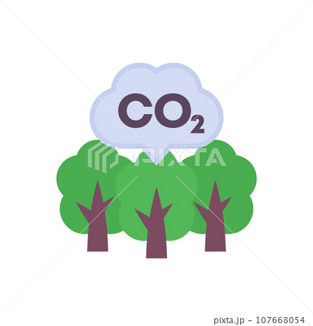 carbon offset icon, co2 emissions reduction 107668054