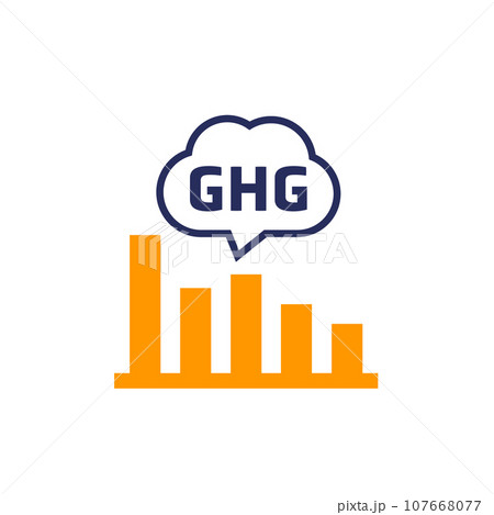 GHG, greenhouse gas emissions levels chart icon GHG, greenhouse gas emissions levels chart icon 107668077