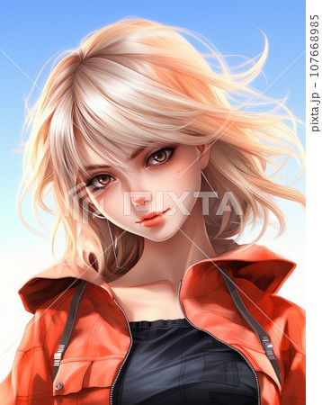 Anime girl in manga style. AI 107668985