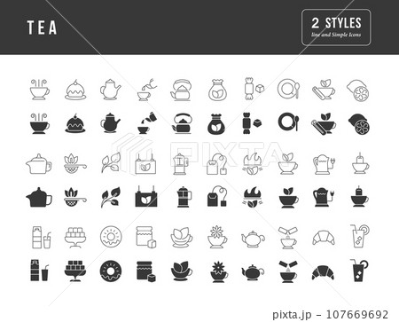 Set of simple icons of Tea 107669692