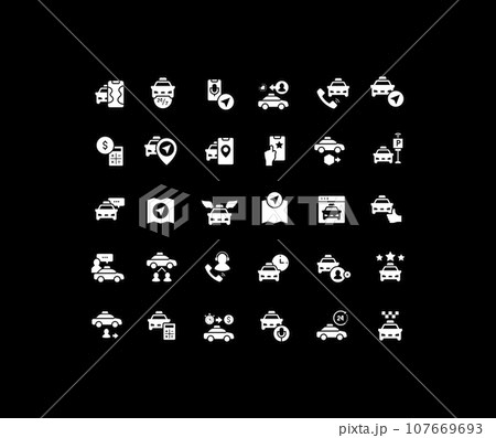 Set of Simple Icons of Taxi Services 107669693