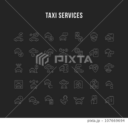 Set Linear Icons of Taxi Services 107669694