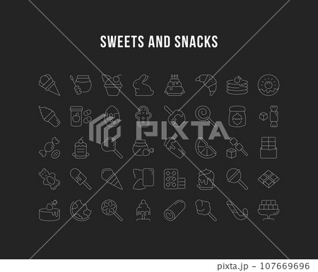 Set Vector Line Icons of Sweets 107669696